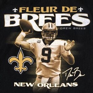 Reebok New Orleans Saints NFL Fleur De Brees #9 T-shirt Men's 2XL Black Cotton